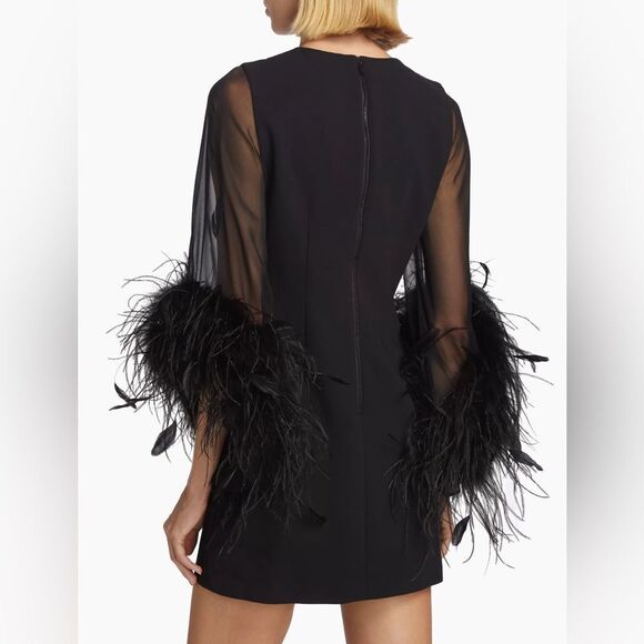 Alice + Olivia  Izola Feather-Trim Minidress size 8 - Picture 4 of 16